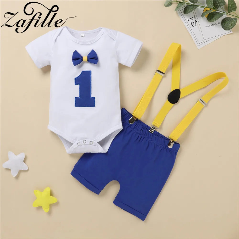 My First Birthday Boys Outfits for Baby Summer Newborn Clothes Baby Boy Sets Party Cake Smash Outfits for Kids Boy Suits