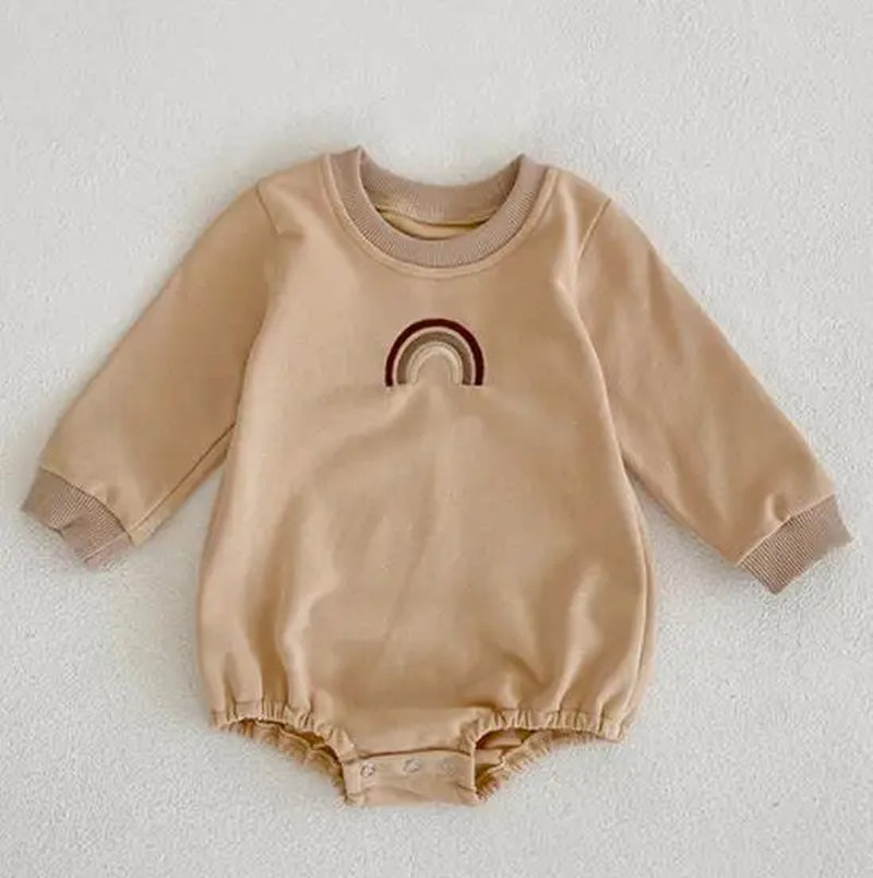 New 2022 Baby Girls Boys Bodysuits Baby Simple Embroidery Loose Package Fart Creeper Sweater Spring Autumn Baby Bodysuit