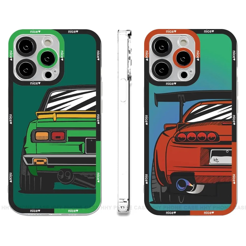 Japan JDM Sports Car Phone Case Anger Eyes For IPhone 13 12 Mini 11 14 Pro Max 8 7 Plus Xs X Xr Se 2022 Silicone Cover Funda