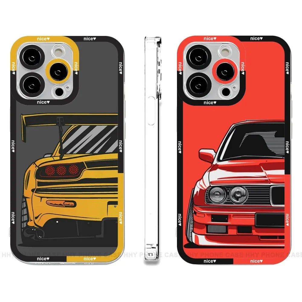 Japan JDM Sports Car Phone Case Anger Eyes For IPhone 13 12 Mini 11 14 Pro Max 8 7 Plus Xs X Xr Se 2022 Silicone Cover Funda