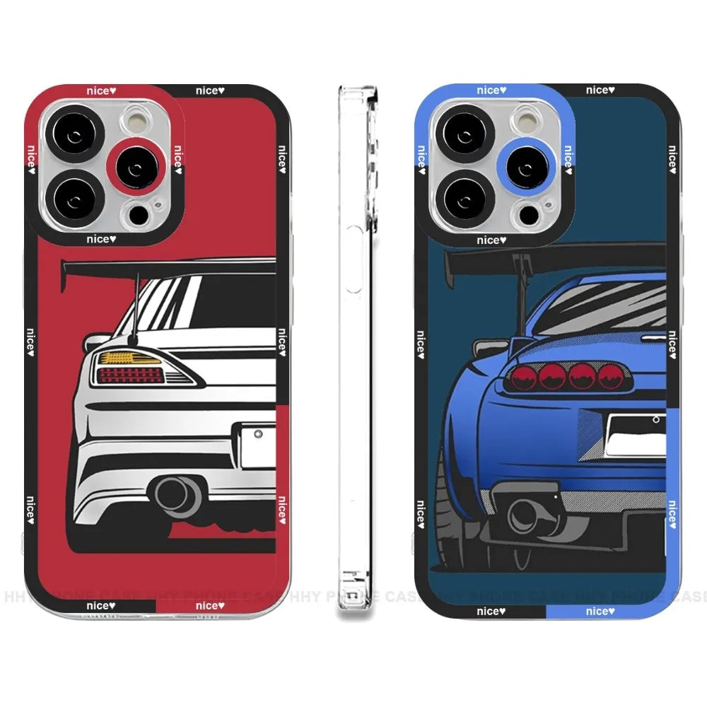 Japan JDM Sports Car Phone Case Anger Eyes For IPhone 13 12 Mini 11 14 Pro Max 8 7 Plus Xs X Xr Se 2022 Silicone Cover Funda