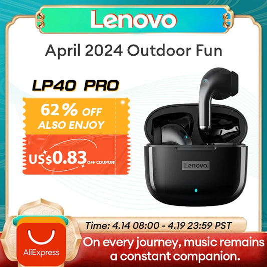 Original Lenovo LP40 Pro TWS Earphones Wireless Bluetooth 5.1 Sport Noise Reduction Headphones Touch Control 250mAH 2022 New