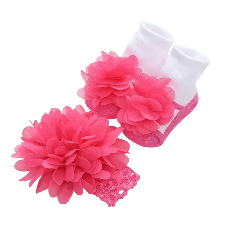 2Pcs/Set Baby Socks for Girl Bebe Toddler Newborn Sock + Bow Headband Infant anti Slip Cotton Socks Glue Birthday Sock 0-1Years